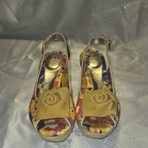 Sofft Floral Wedges with Yellow Accents